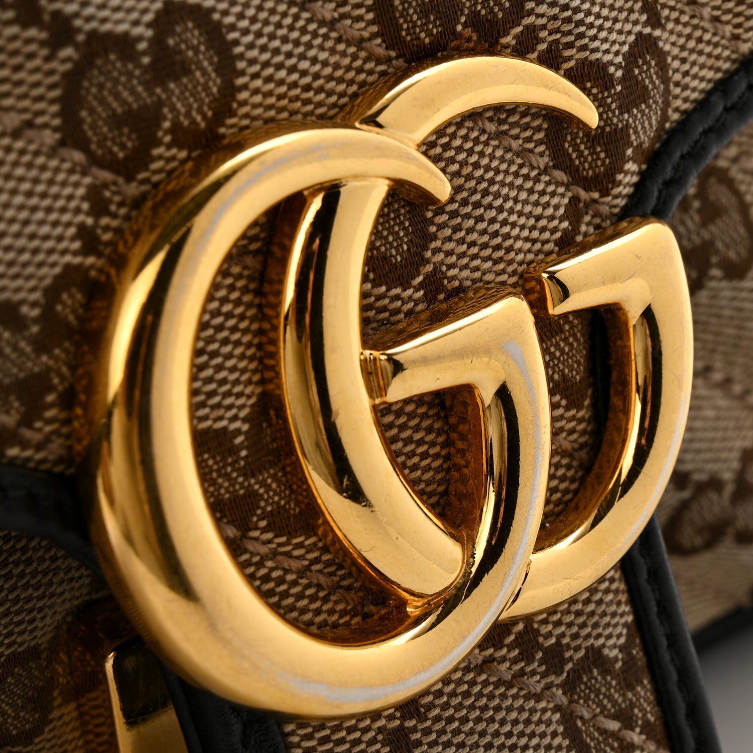 Gucci Monogram Matelasse Diagonal Small GG Marmont Shoulder Bag Beige Black 17 of 17