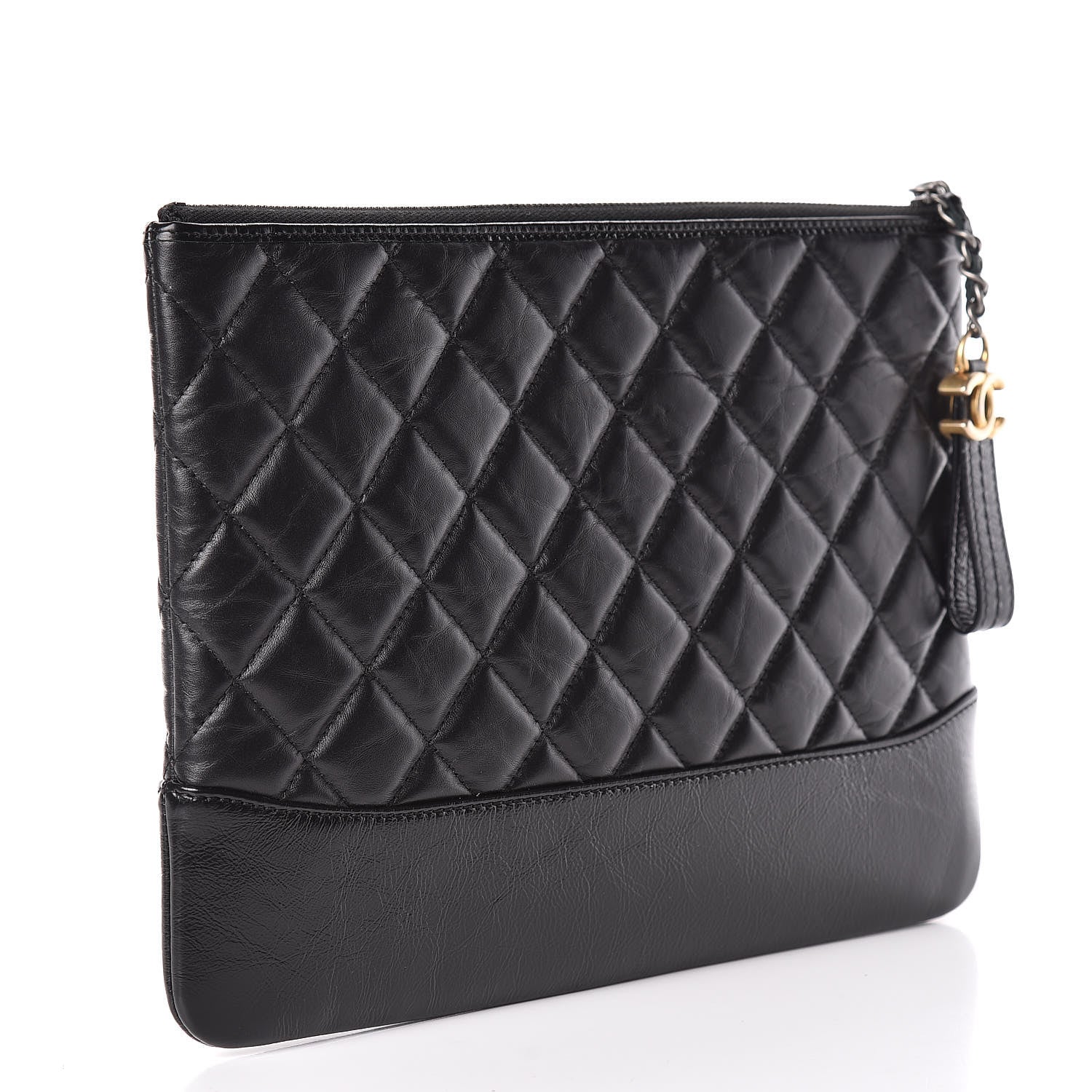 Chanel Aged Calfskin Quilted Medium Gabrielle Cosmetic Case Black 3 of 9