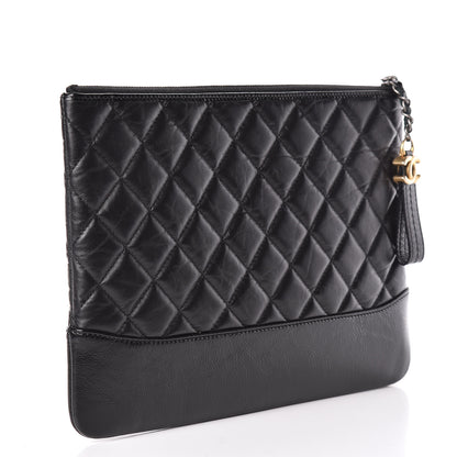 Chanel Aged Calfskin Quilted Medium Gabrielle Cosmetic Case Black 3 of 9