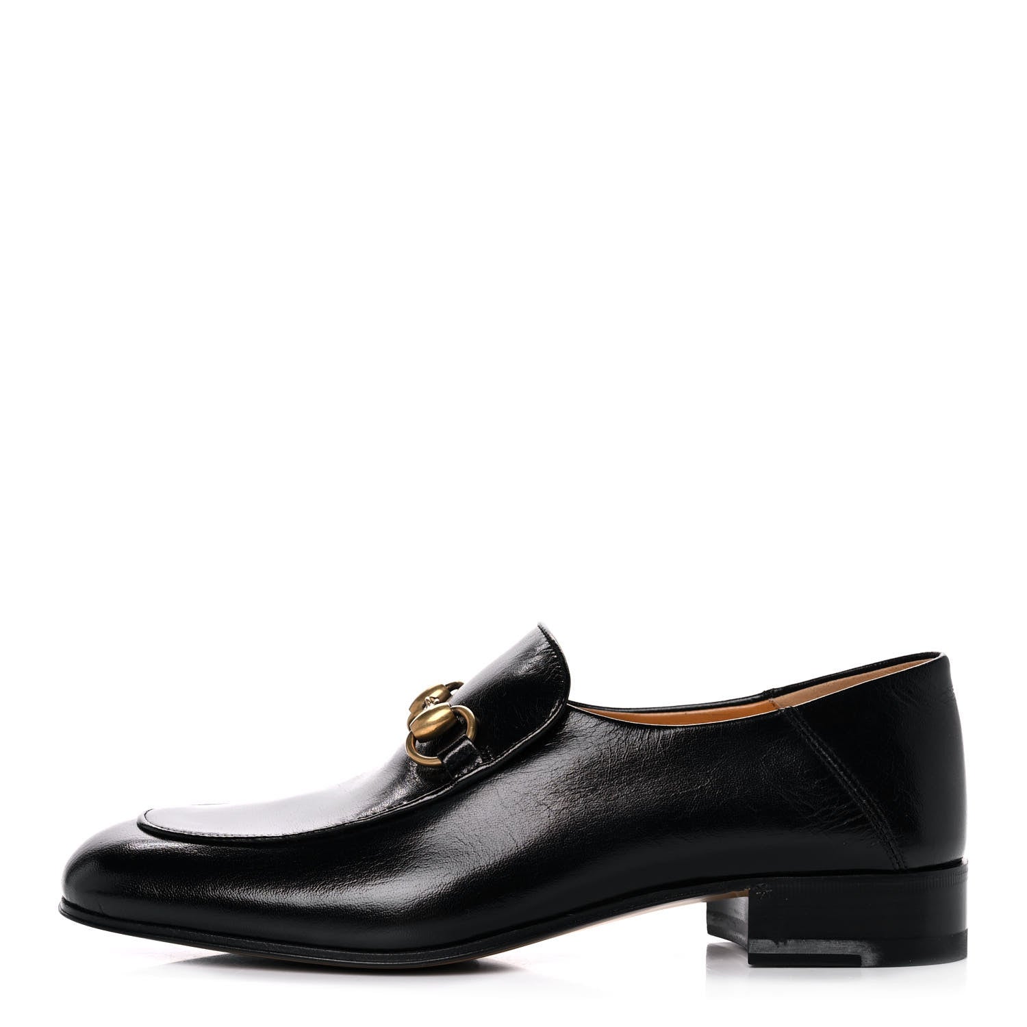 Gucci Goatskin Womens Horsebit Mid-Heel Loafers 38.5 Black 1 of 11