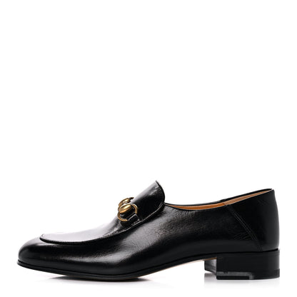 Gucci Goatskin Womens Horsebit Mid-Heel Loafers 38.5 Black 1 of 11