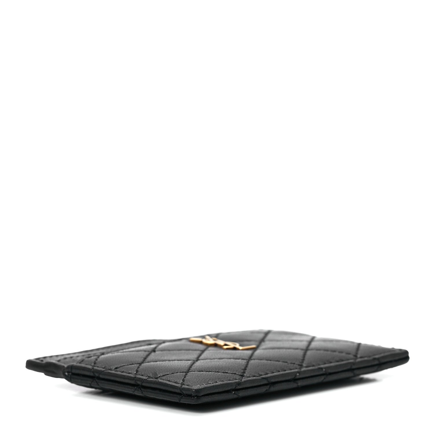 Saint Laurent Lambskin Quilted Monogram Gaby Card Case Black 4 of 12