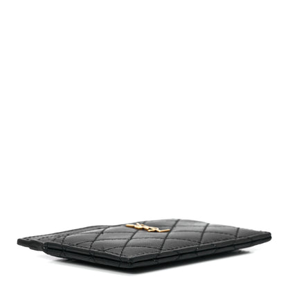 Saint Laurent Lambskin Quilted Monogram Gaby Card Case Black 4 of 12