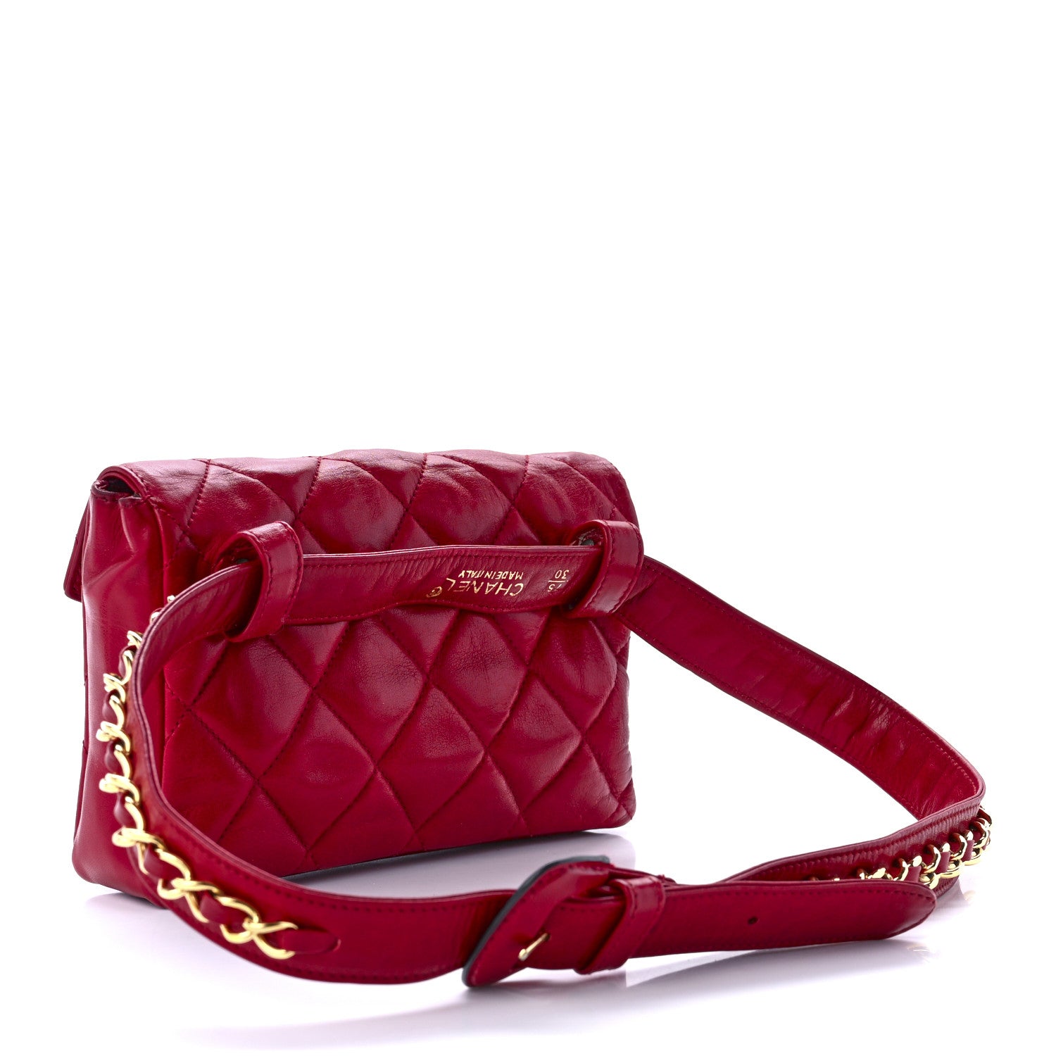 Chanel Lambskin Quilted Flap Waist Belt Bag 75 30 Red 3 of 14