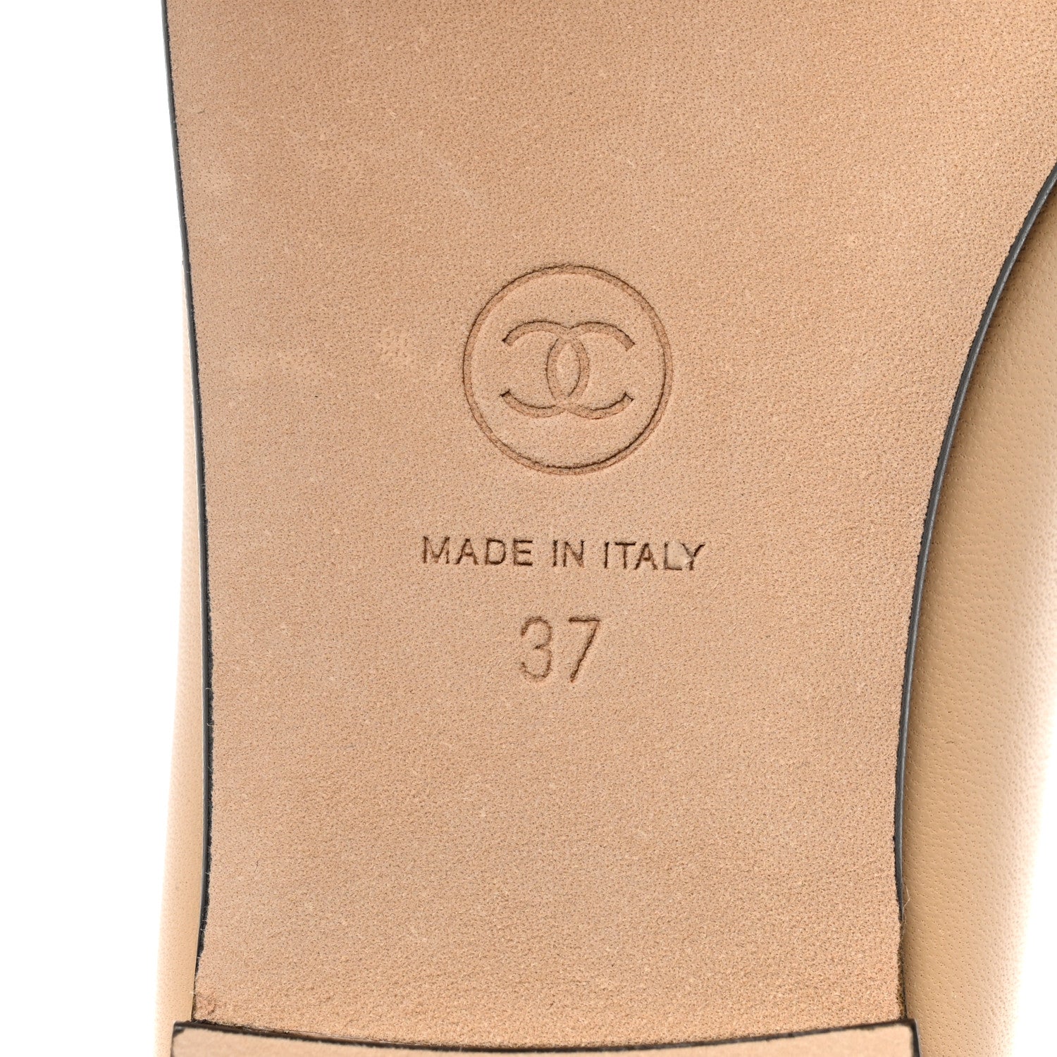 Chanel Lambskin Cap Toe CC Ballerina Flats 37 Beige Black 8 of 9