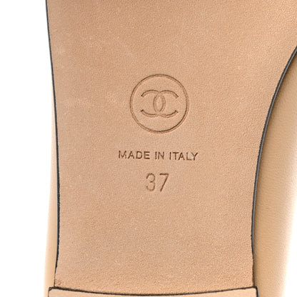 Chanel Lambskin Cap Toe CC Ballerina Flats 37 Beige Black 8 of 9
