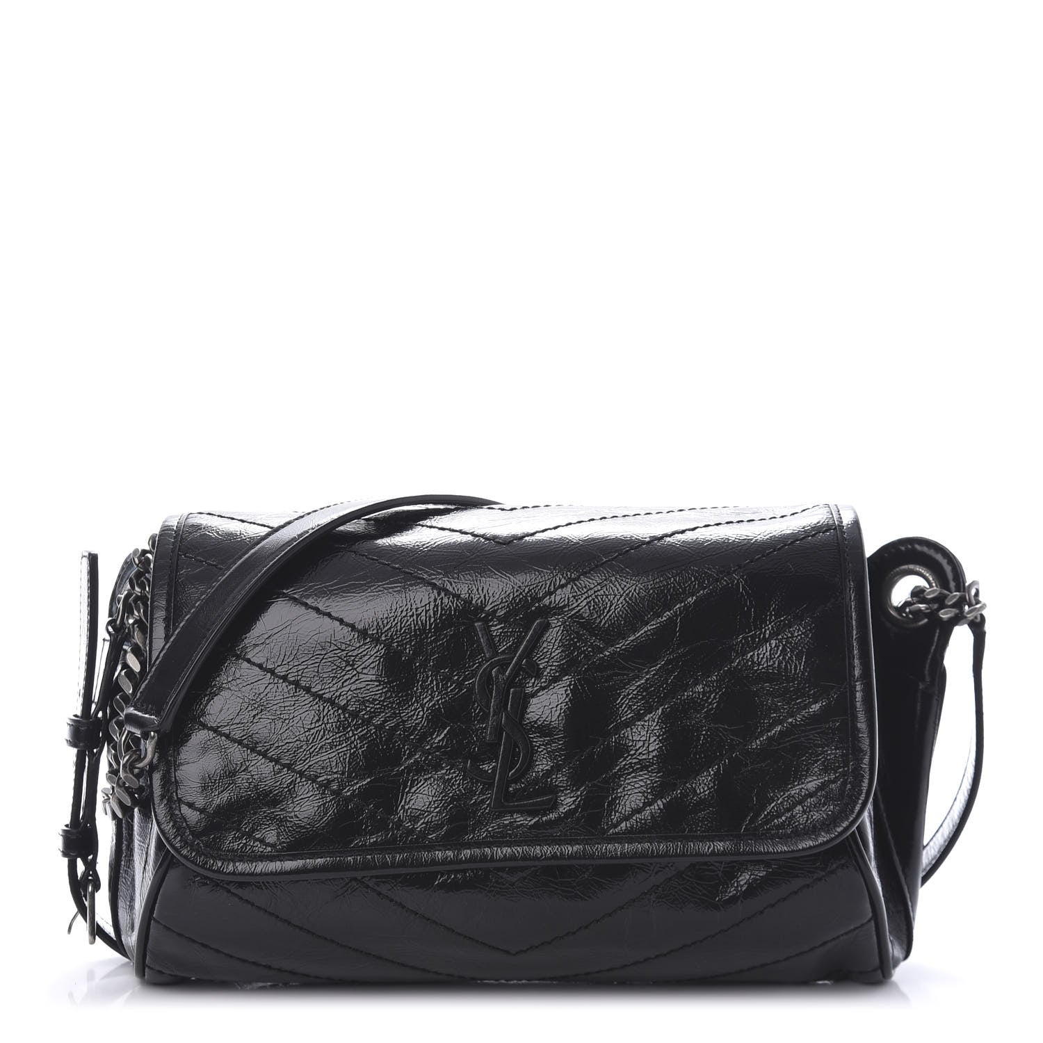 Saint Laurent Crinkled Calfskin Matelasse Monogram Niki Body Bag Black 1 of 10