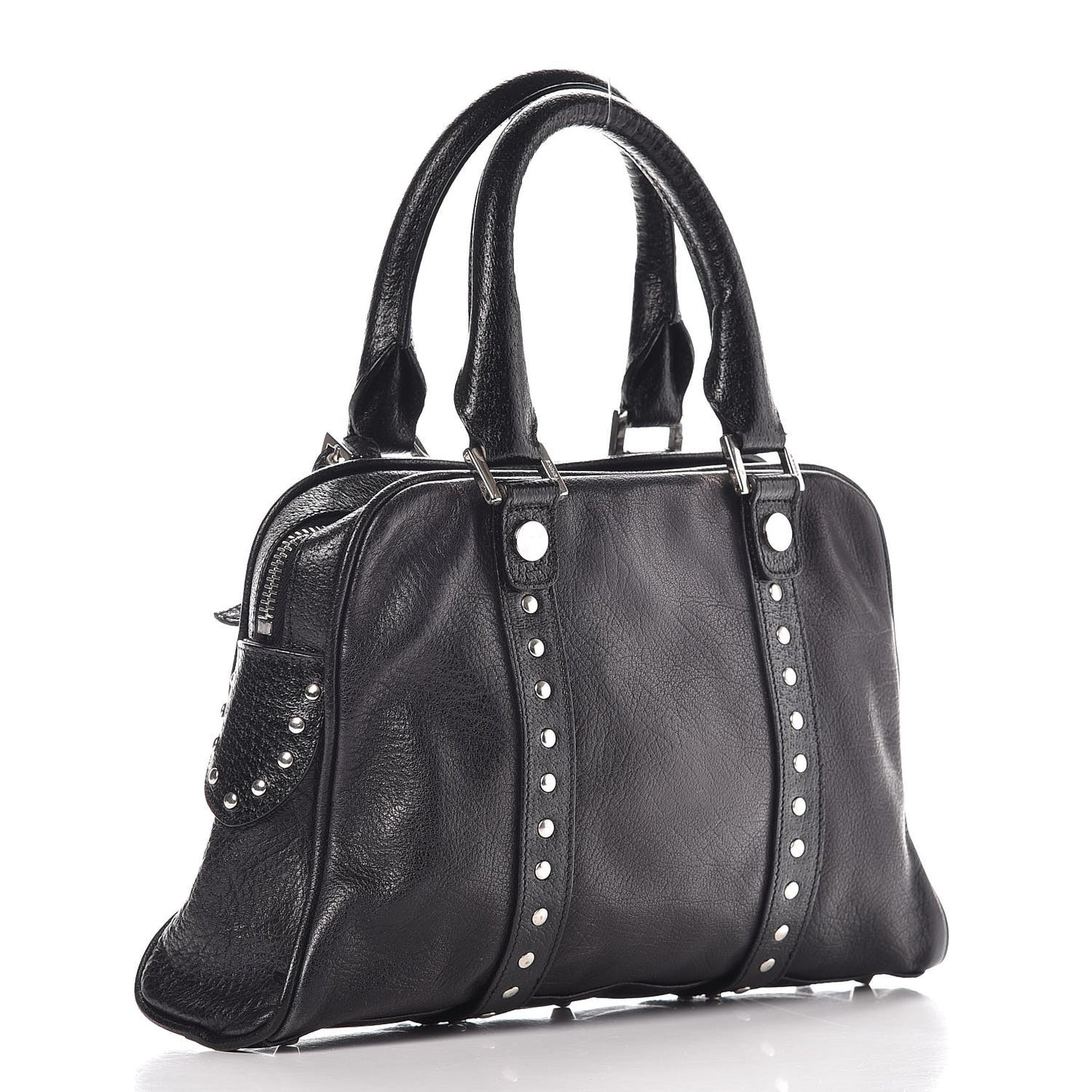 Calfskin Studded Small Satchel Black