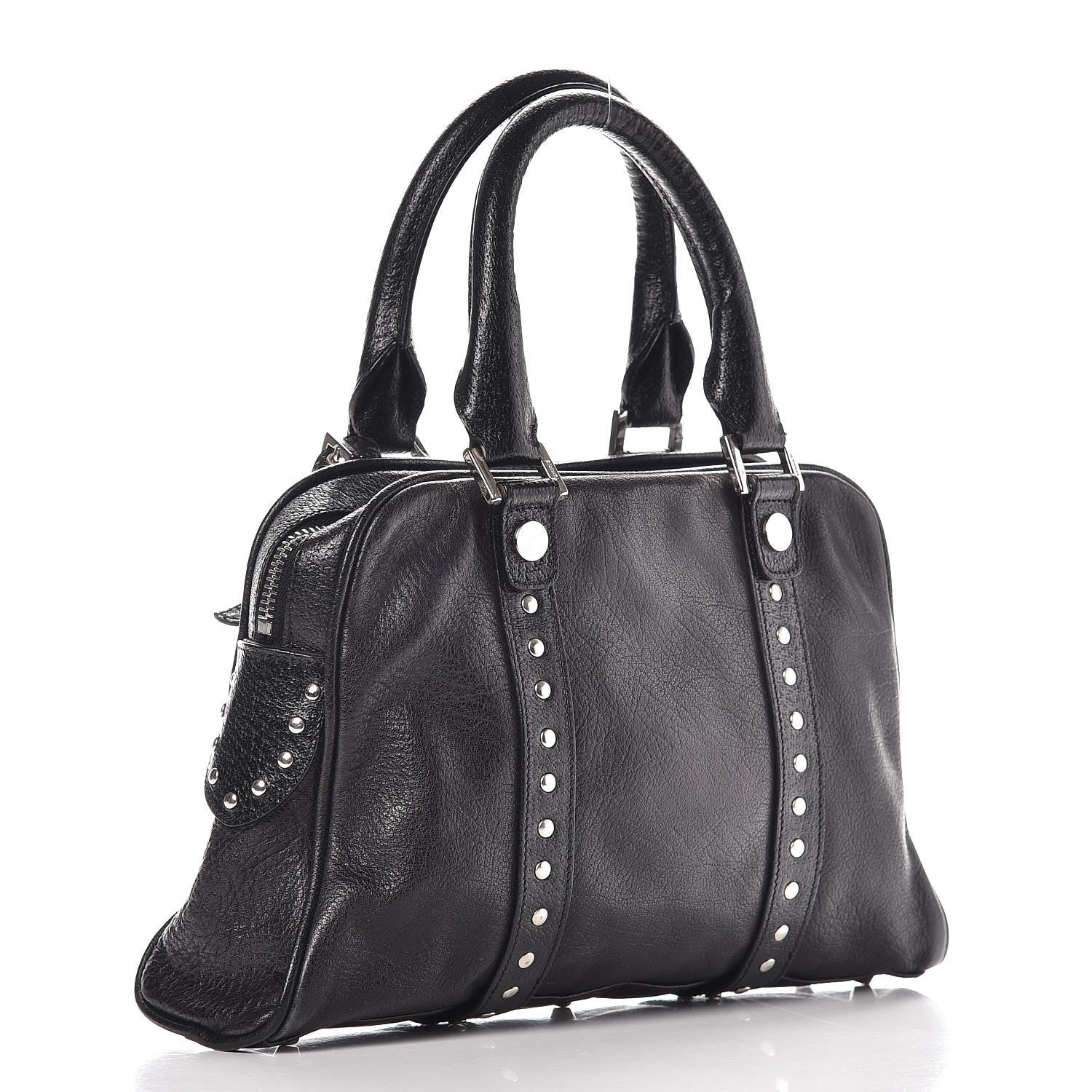 Versace Calfskin Studded Small Satchel Black 3 of 9