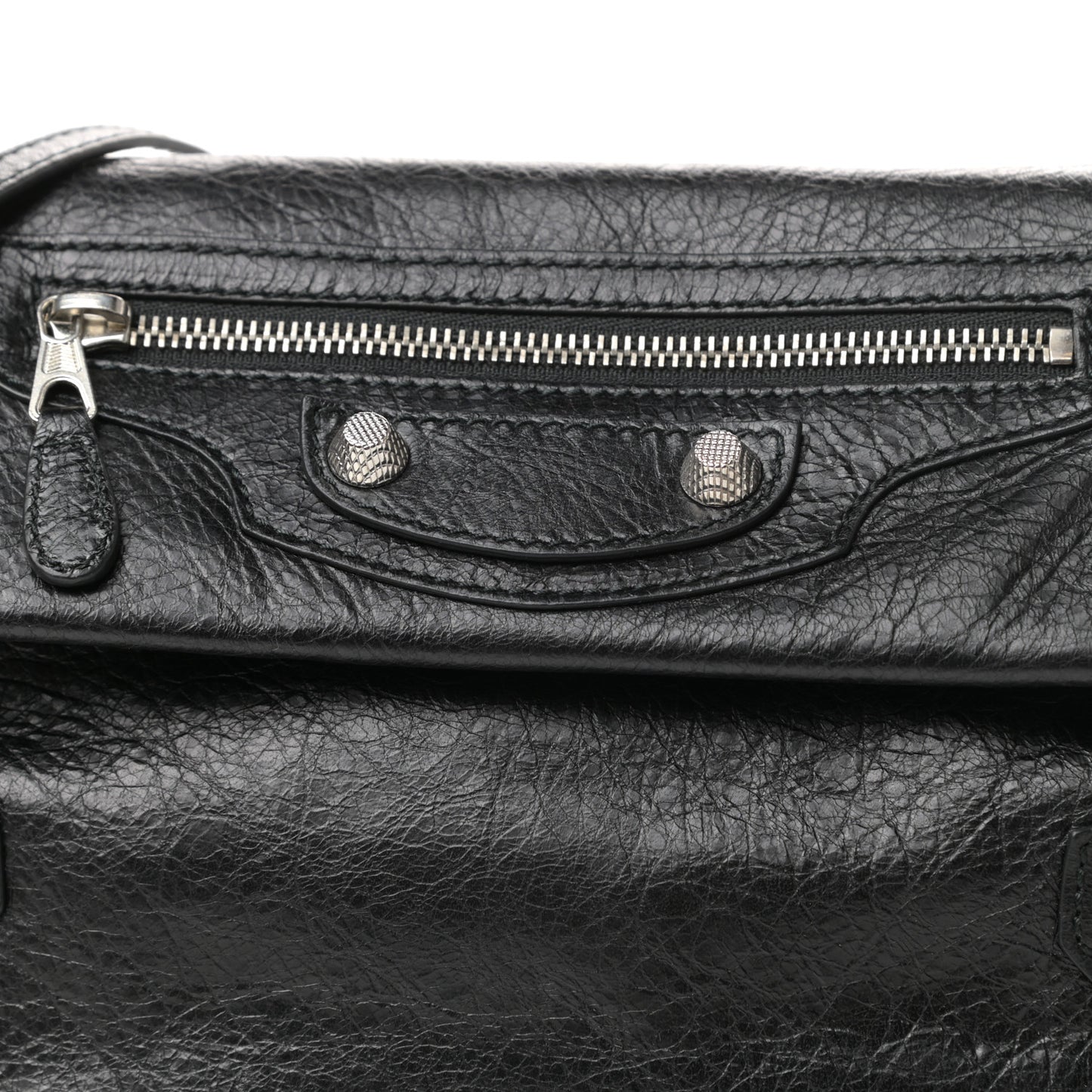Agneau Giant 12 Silver Hardware Envelope Strap Clutch Black
