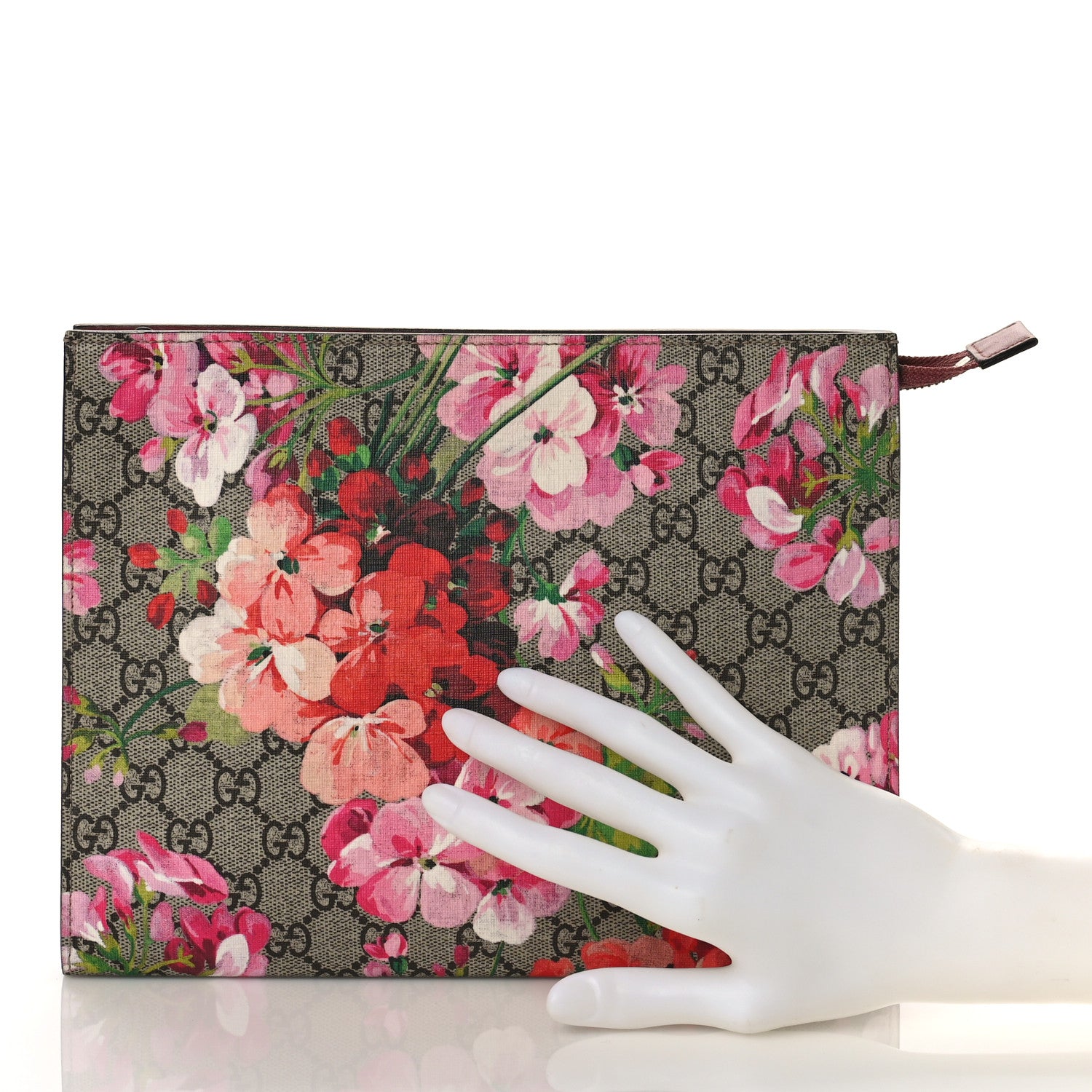 Gucci GG Supreme Monogram Blooms Large Cosmetic Case Beige Multicolor Dry Rose 2 of 9