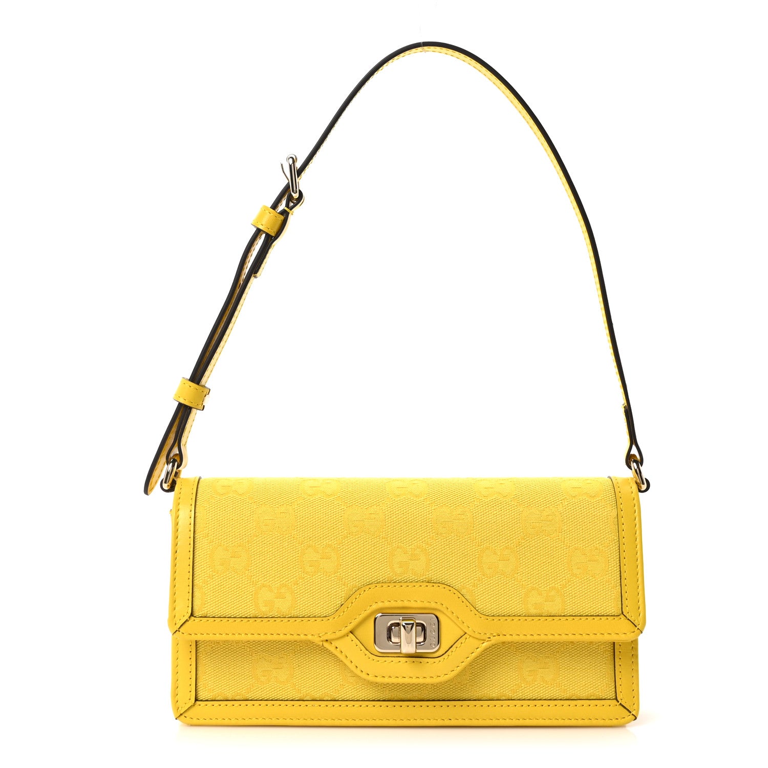 Gucci GG Monogram Scratch Lux Calfskin Mini Luce Shoulder Bag Yellow 1 of 10