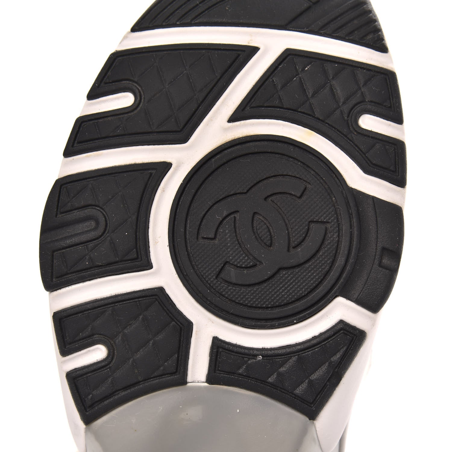 Chanel Fabric Suede Calfskin Stretch CC Sneakers 40 White Grey 6 of 8
