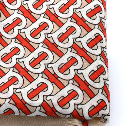 Burberry Wool Silk TB Print Scarf Vermillion 4 of 4