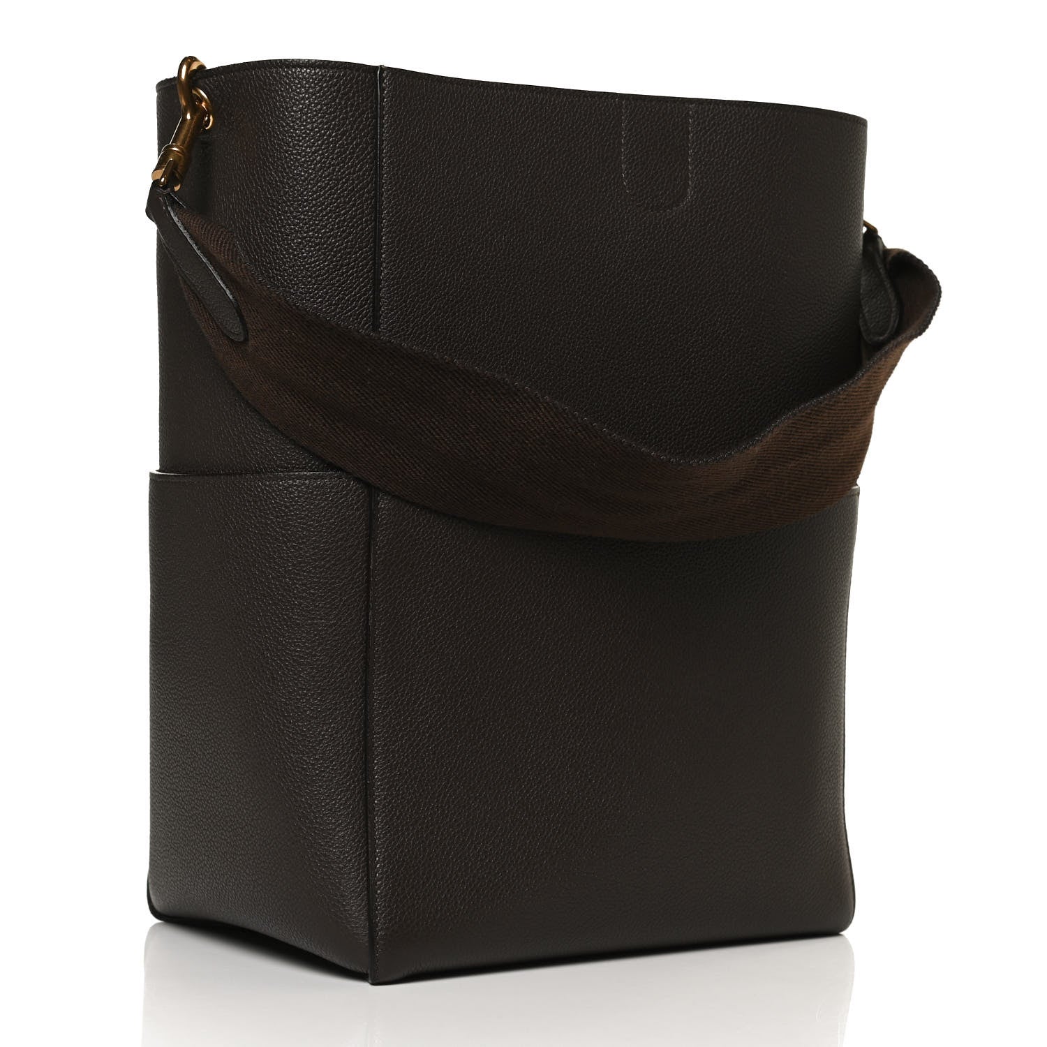 Celine Soft Grained Calfskin Sangle Bucket Bag Brown 2 of 10
