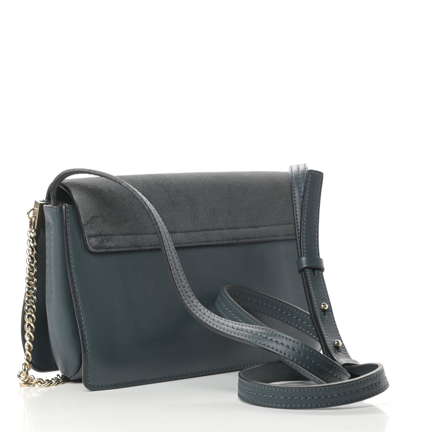 Suede Calfskin Small Faye Shoulder Bag Silver Blue