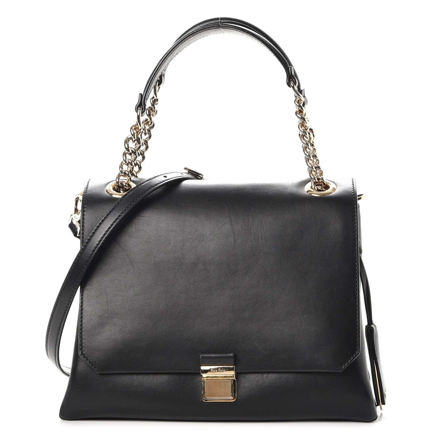 Miu Miu Soft Calfskin Top Handle Satchel Nero Black 1 of 10