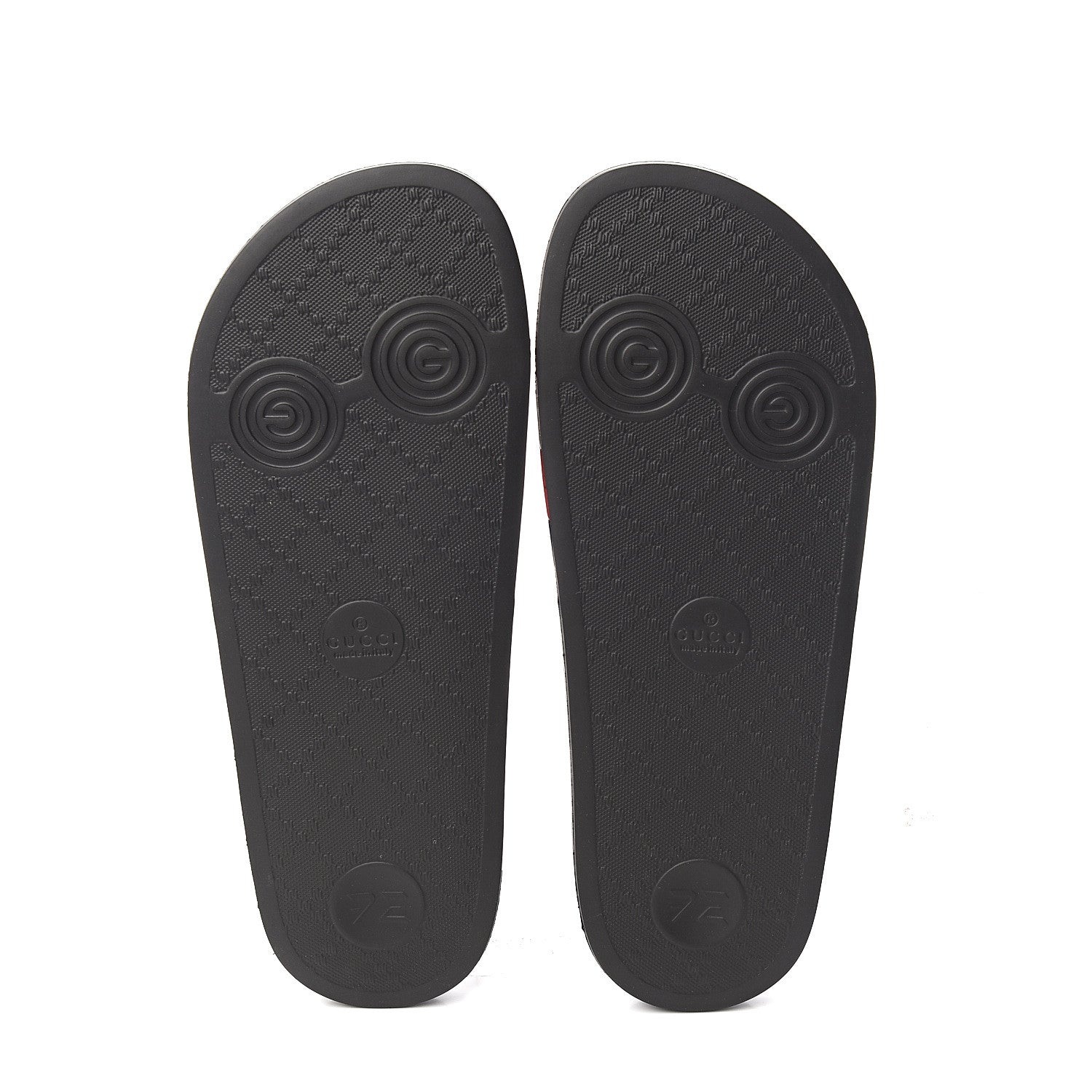 Gucci Rubber Web Mens Pool Slide Sandals 6 Black Mystic White Hibiscus Red Marine 5 of 8