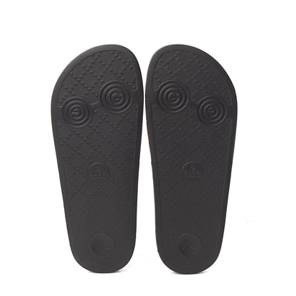Gucci Rubber Web Mens Pool Slide Sandals 6 Black Mystic White Hibiscus Red Marine 5 of 8