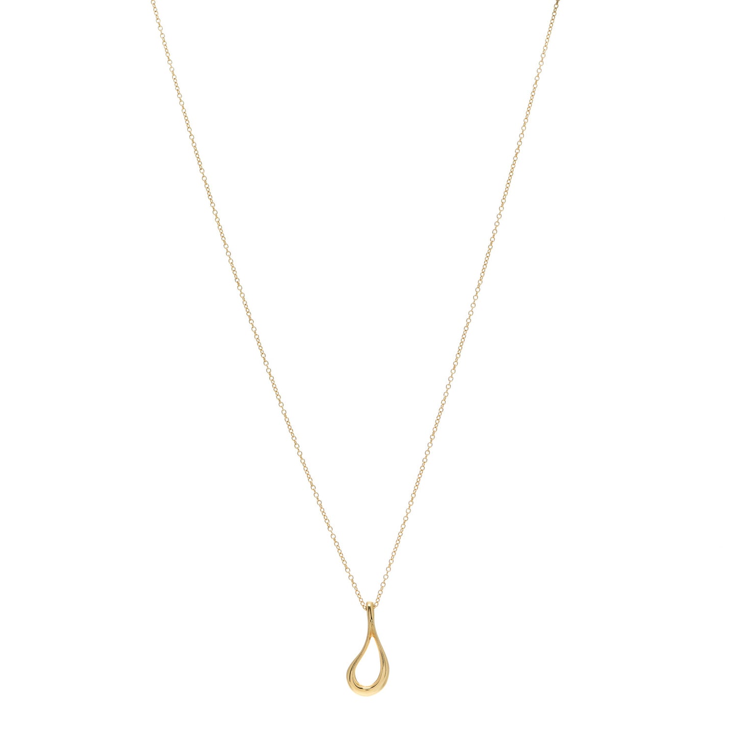 18K Yellow Gold Elsa Peretti Open Tear Drop Pendant Necklace