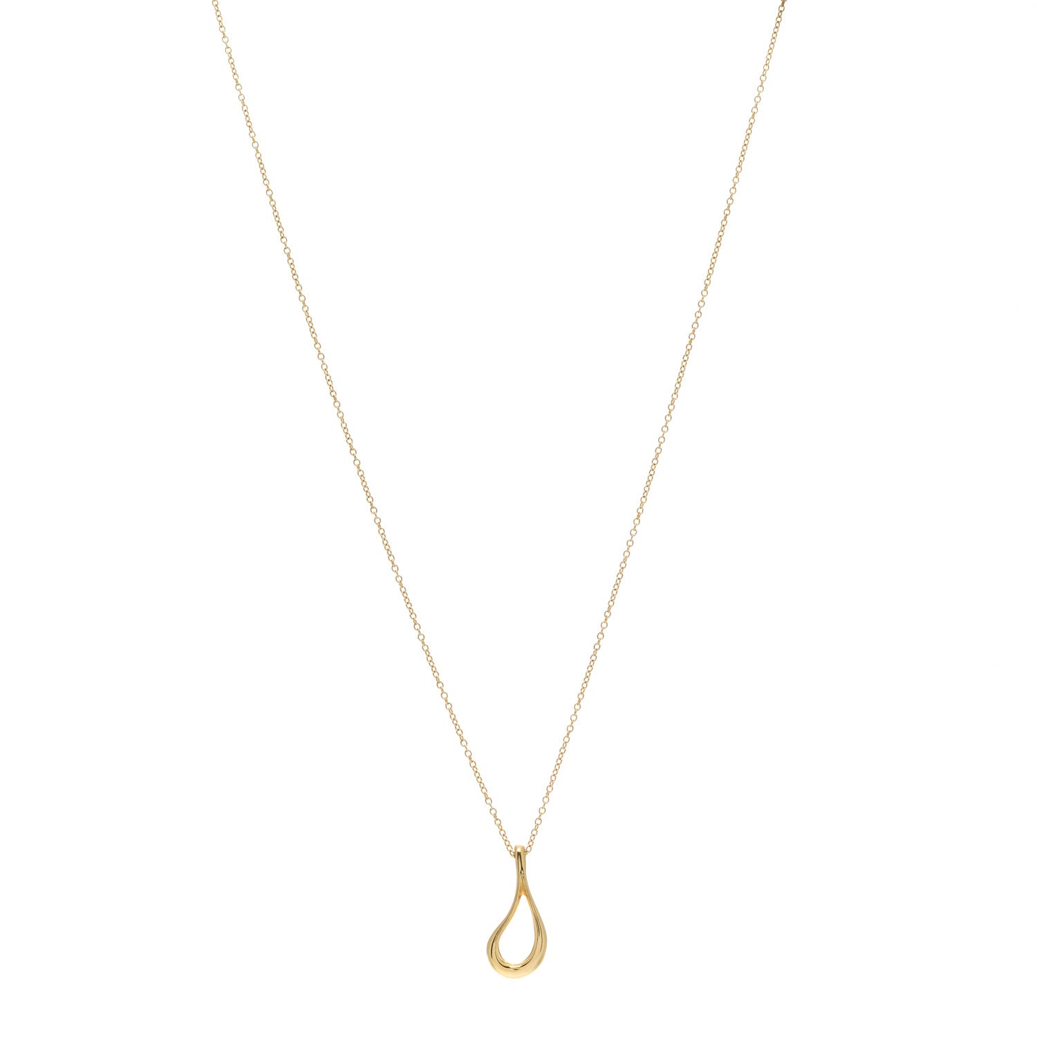 Tiffany 18K Yellow Gold Elsa Peretti Open Tear Drop Pendant Necklace 1 of 5