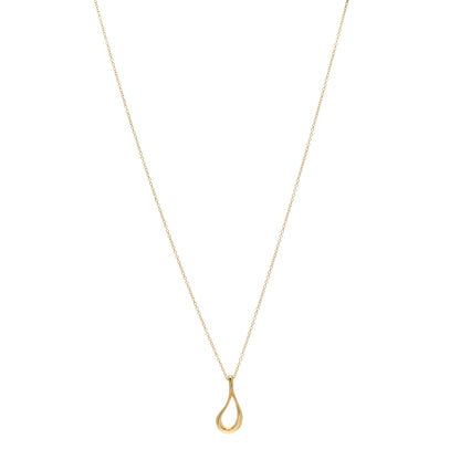 Tiffany 18K Yellow Gold Elsa Peretti Open Tear Drop Pendant Necklace 1 of 5