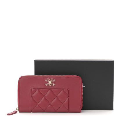 Chanel Sheepskin Quilted Medium Mademoiselle Vintage Zip Around Wallet Red 8 of 8