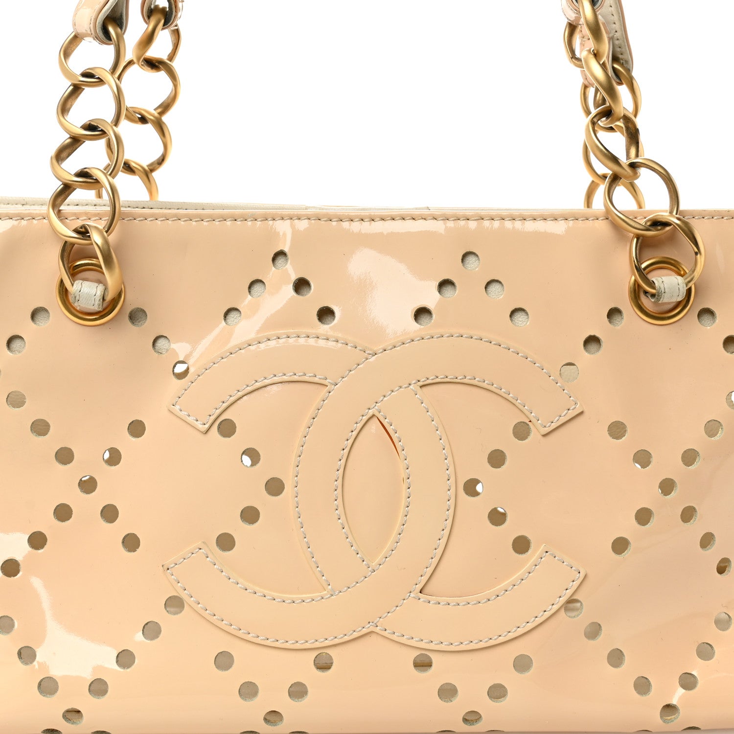 Chanel Patent Perforated CC Tote White 8 of 12