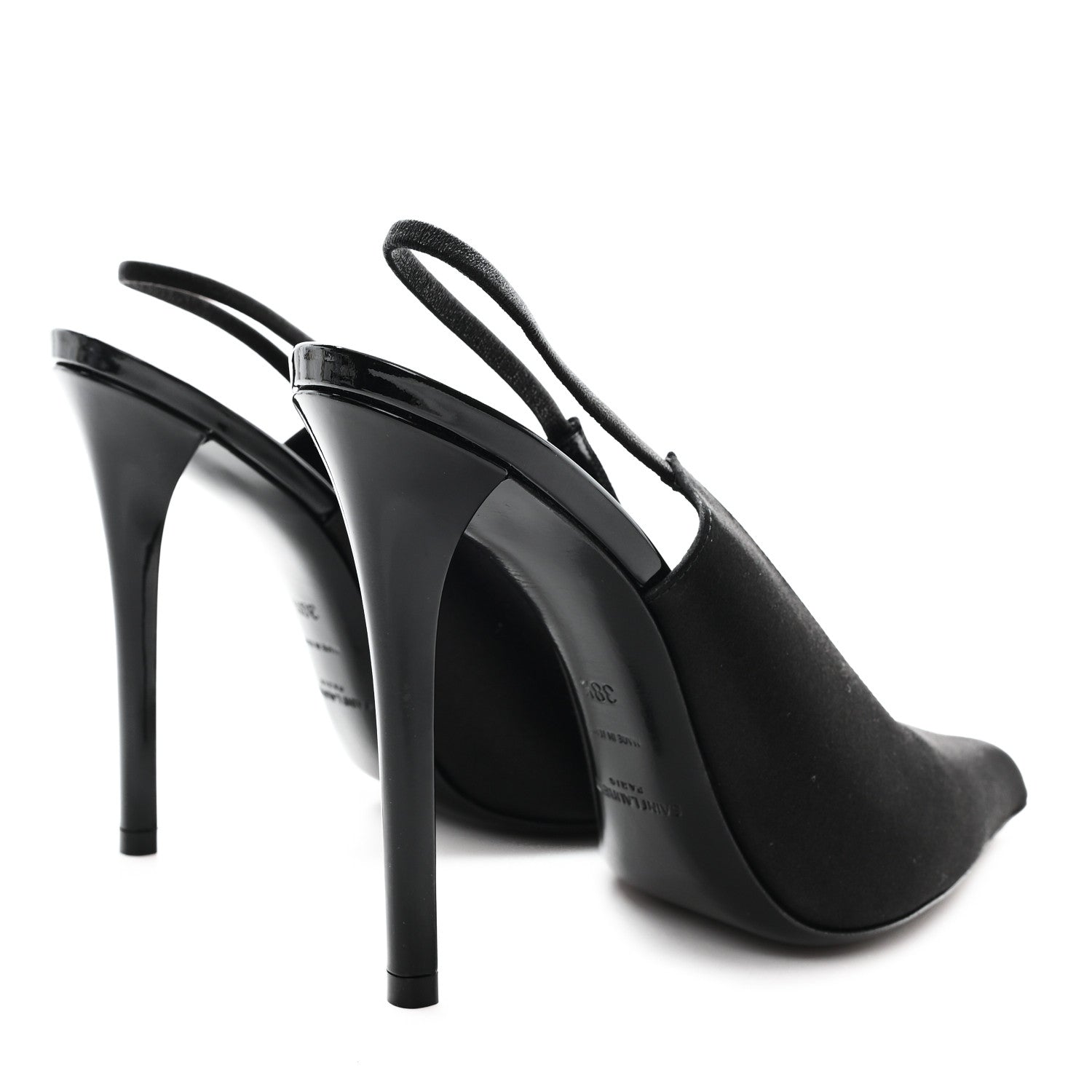 Saint Laurent Raso Regale Raven 110 Slingback Pumps 38.5 Black 5 of 10