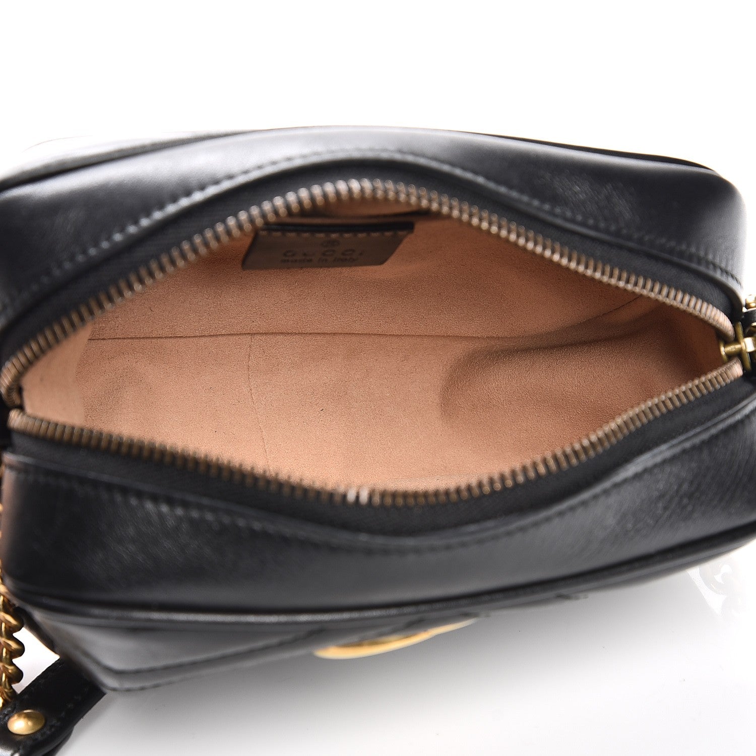 Gucci Calfskin Matelasse Mini GG Marmont Chain Shoulder Bag Black 5 of 9