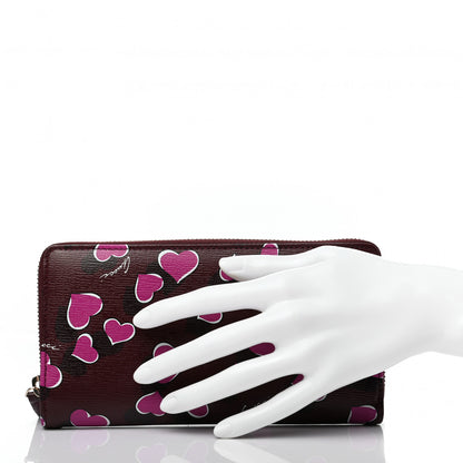 Gucci Calfskin Heartbeat Print Zip Around Wallet New Wine 2 of 6