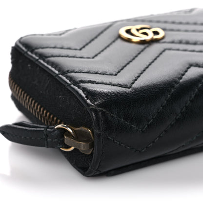 Gucci Calfskin Matelasse GG Marmont Zip Around Card Case Black 7 of 10