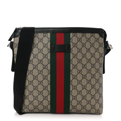 Gucci GG Supreme Monogram Web Messenger Bag Black 1 of 10