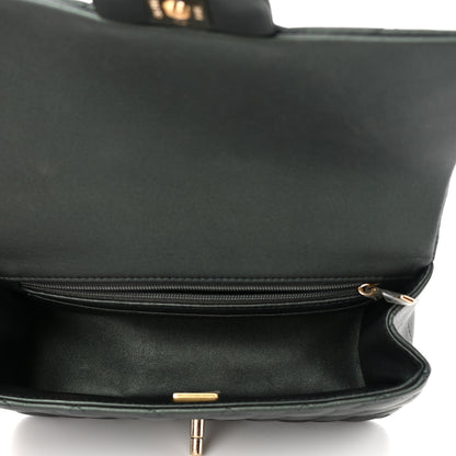 Chanel Iridescent Lambskin Quilted Mini Top Handle Rectangular Flap Dark Green 5 of 14