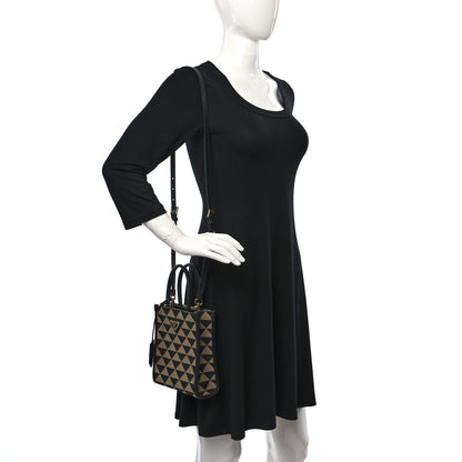 Prada Jacquard Saffiano Triangolo Symbole Embroidered Micro Tote Black Corda 2 of 8