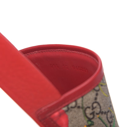 Gucci GG Supreme Monogram Flora Pursuit Slide Sandals 38 Red 7 of 9