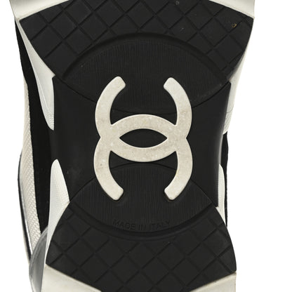Chanel Mesh Suede Calfskin Grained Calfskin Womens CC Sneakers 40 Black White Silver 13 of 18