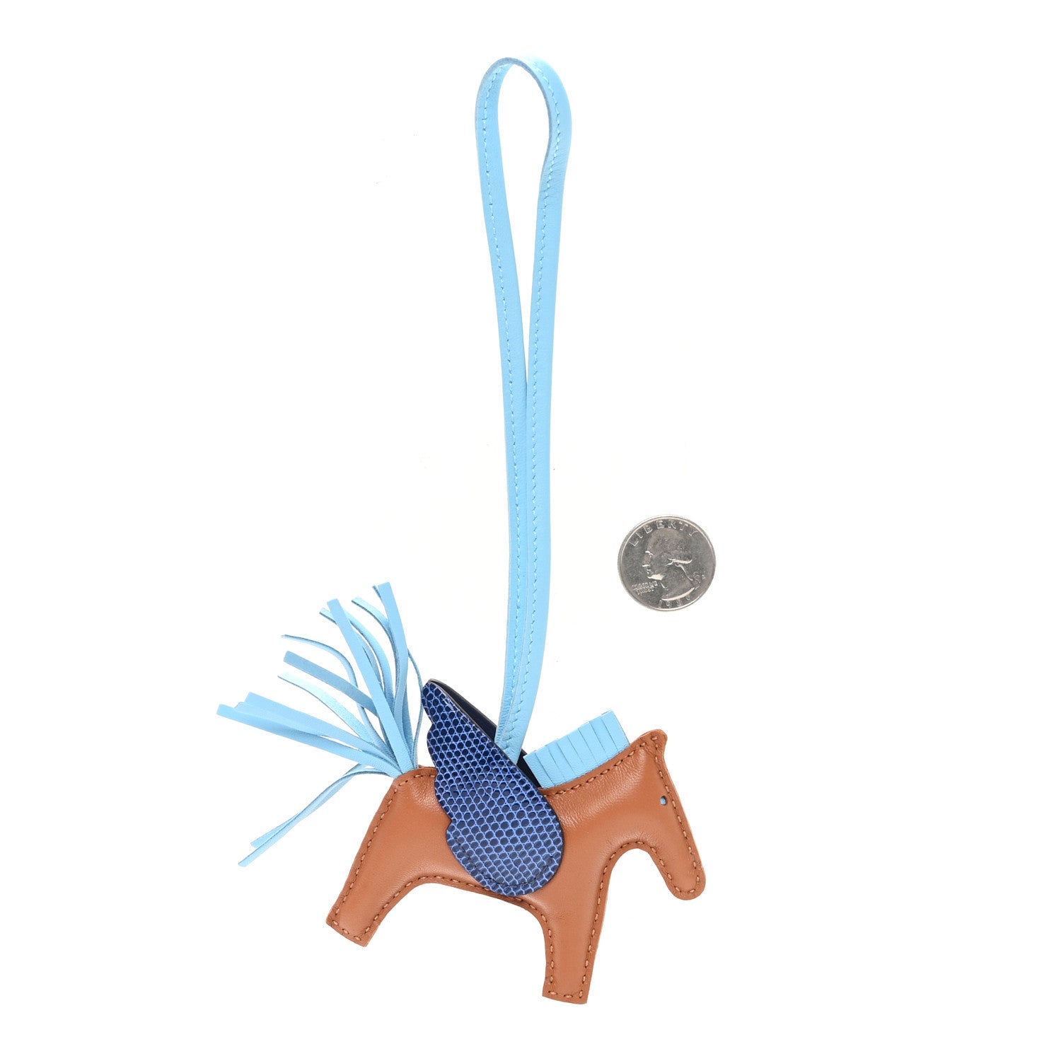 Hermes Milo Lambskin Lizard Touch Grigri Rodeo Pegase Horse Bag Charm PM Gold Bleu Celeste Bleu Saphir 2 of 5