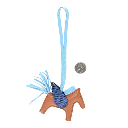 Hermes Milo Lambskin Lizard Touch Grigri Rodeo Pegase Horse Bag Charm PM Gold Bleu Celeste Bleu Saphir 2 of 5