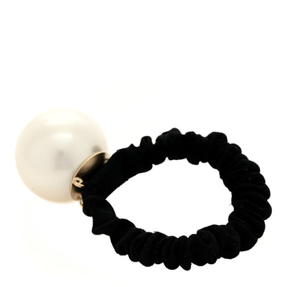 Chanel Pearl CC Hair Tie Black Gold Pearly White 2 of 3