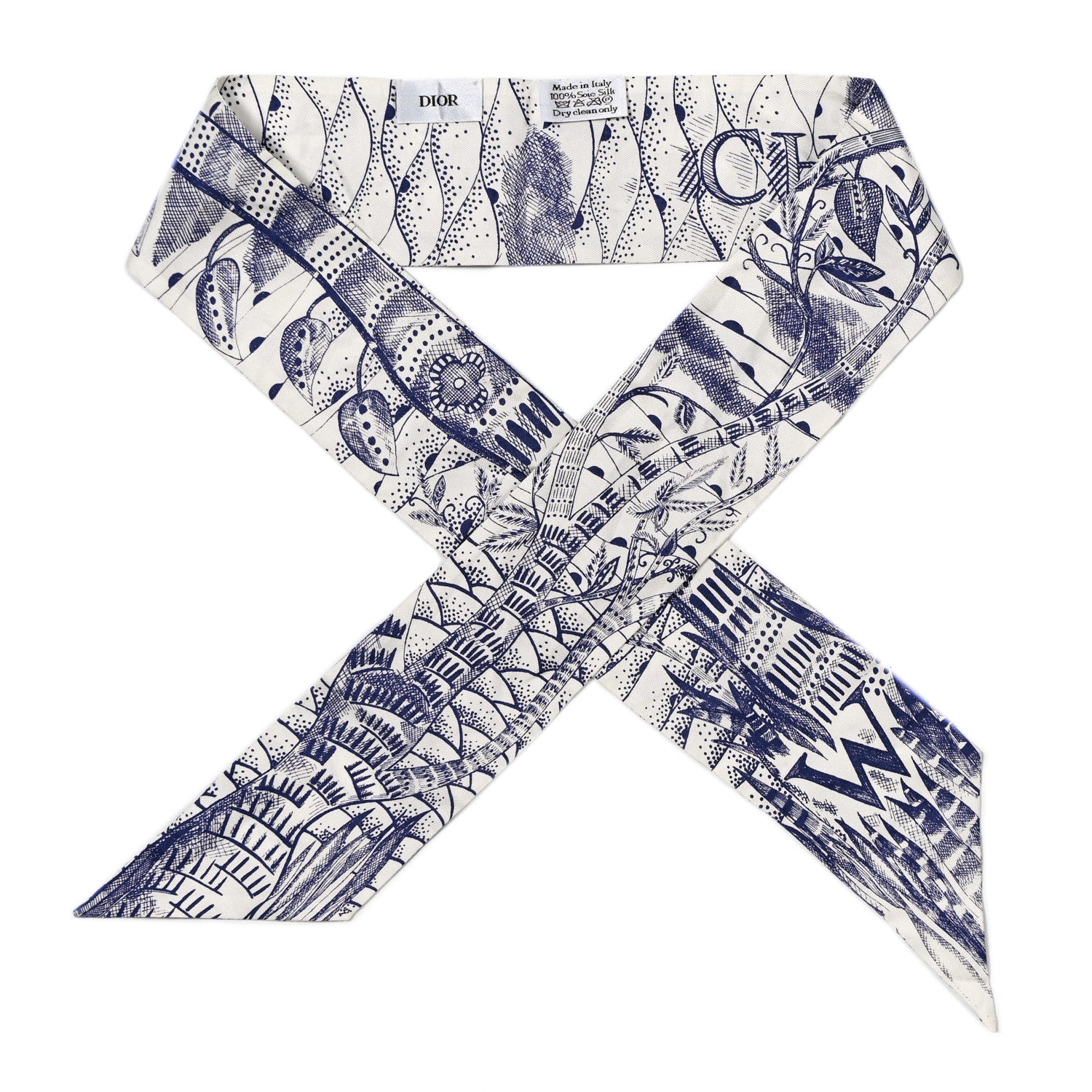 Christian Dior ABCDior W Silk Mitzah Scarf Navy Blue 1 of 5