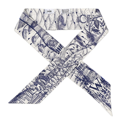 Christian Dior ABCDior W Silk Mitzah Scarf Navy Blue 1 of 5