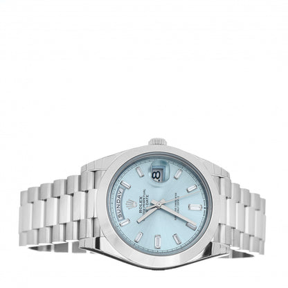 Rolex Platinum Diamond 40mm Oyster Perpetual Day-Date Watch Ice-Blue 228206 2 of 5