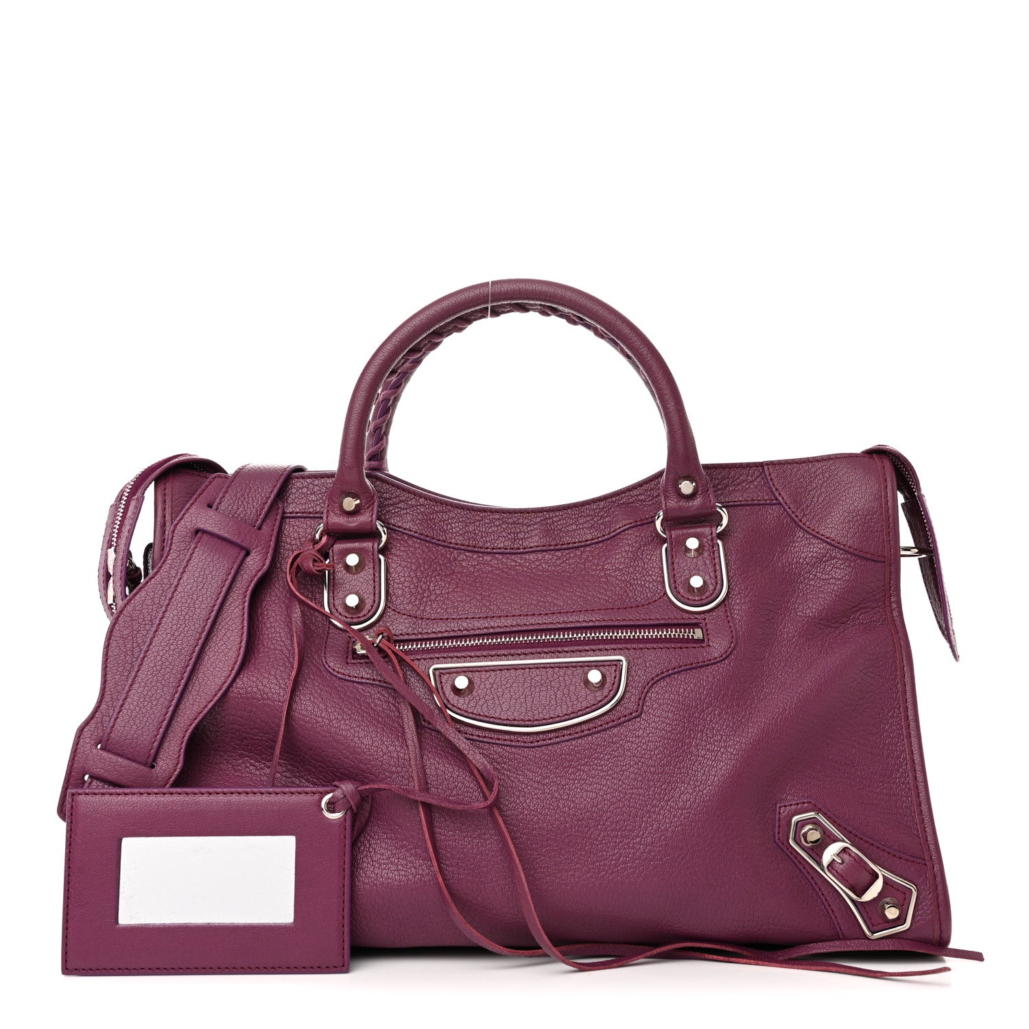 Balenciaga Chevre Silver Metallic Edge Hardware City Violet Prune 1 of 12
