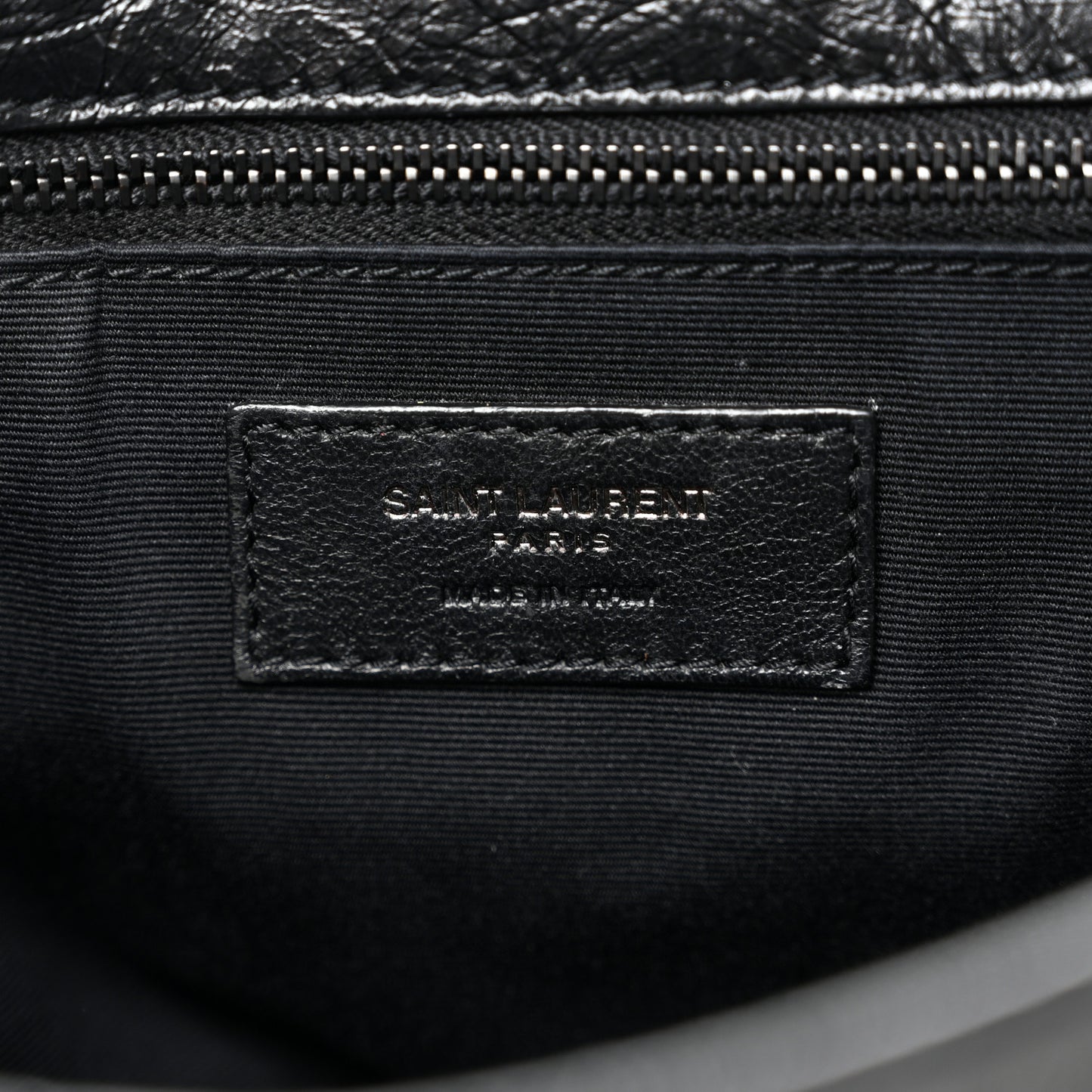 Crinkled Calfskin Matelasse Monogram Medium Niki Chain Satchel Black