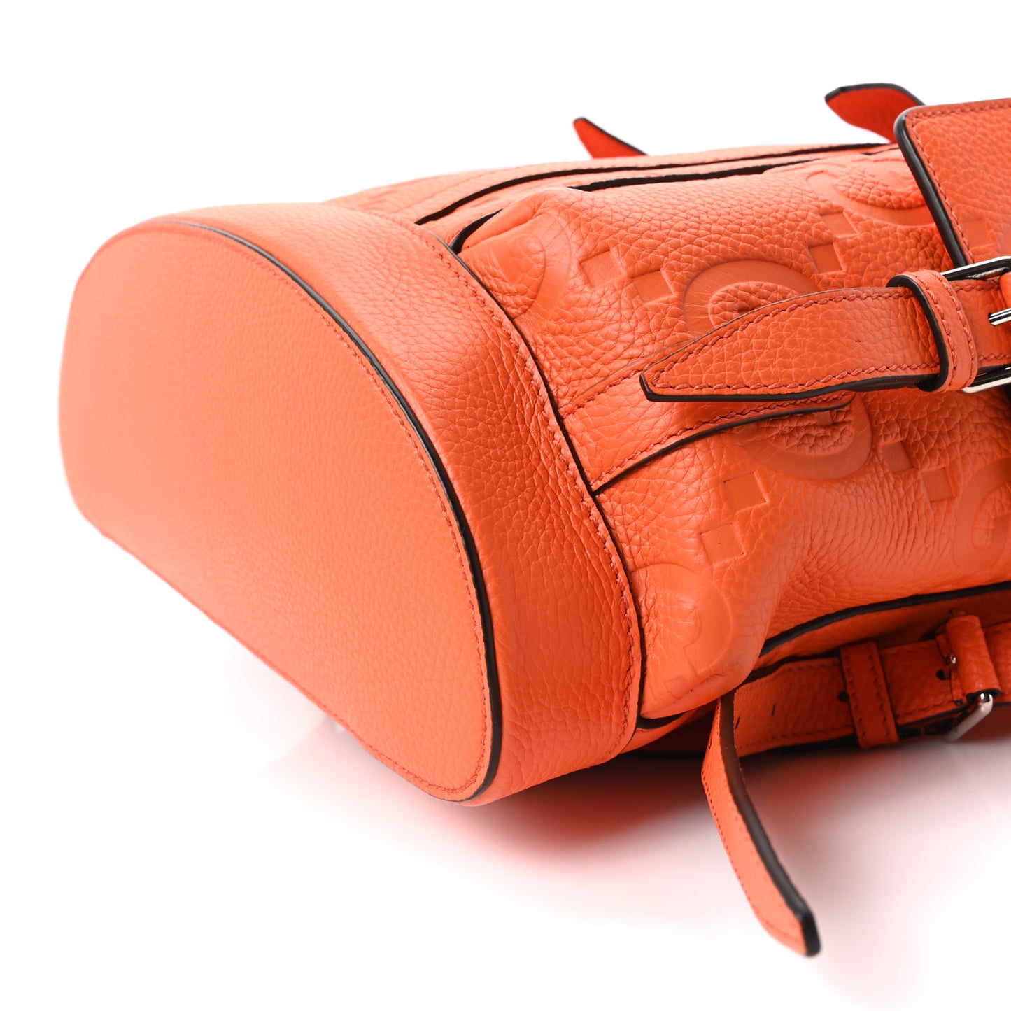 Piuma Calfskin Jumbo GG Embossed Double Buckle Backpack Good Orange