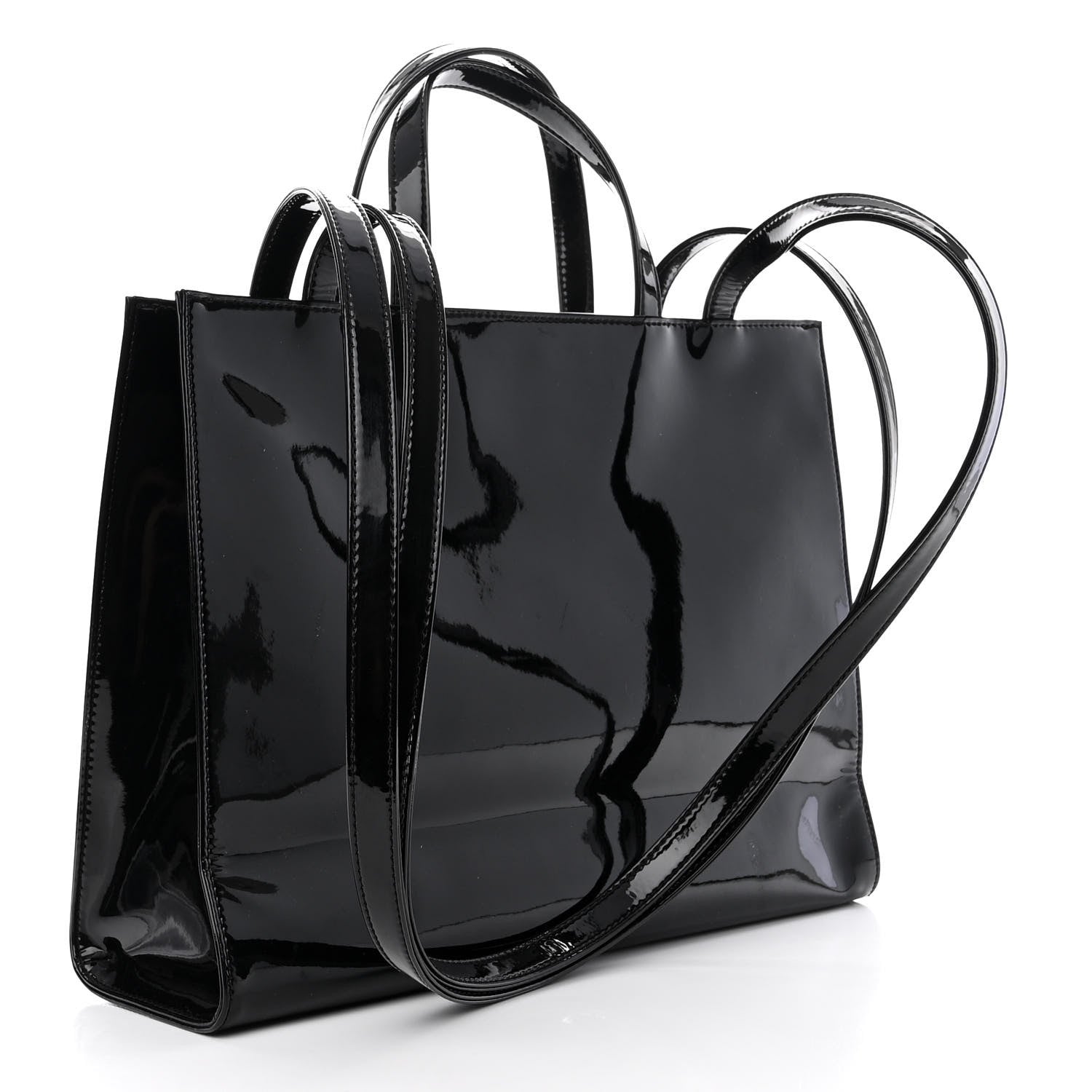 Telfar Patent Vegan Leather Medium Shopping Bag Black 3 of 10