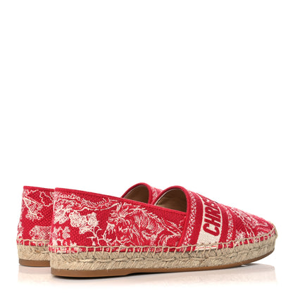 Christian Dior Embroidered Toile De Jouy Granville Espadrille 35 Raspberry 4 of 9