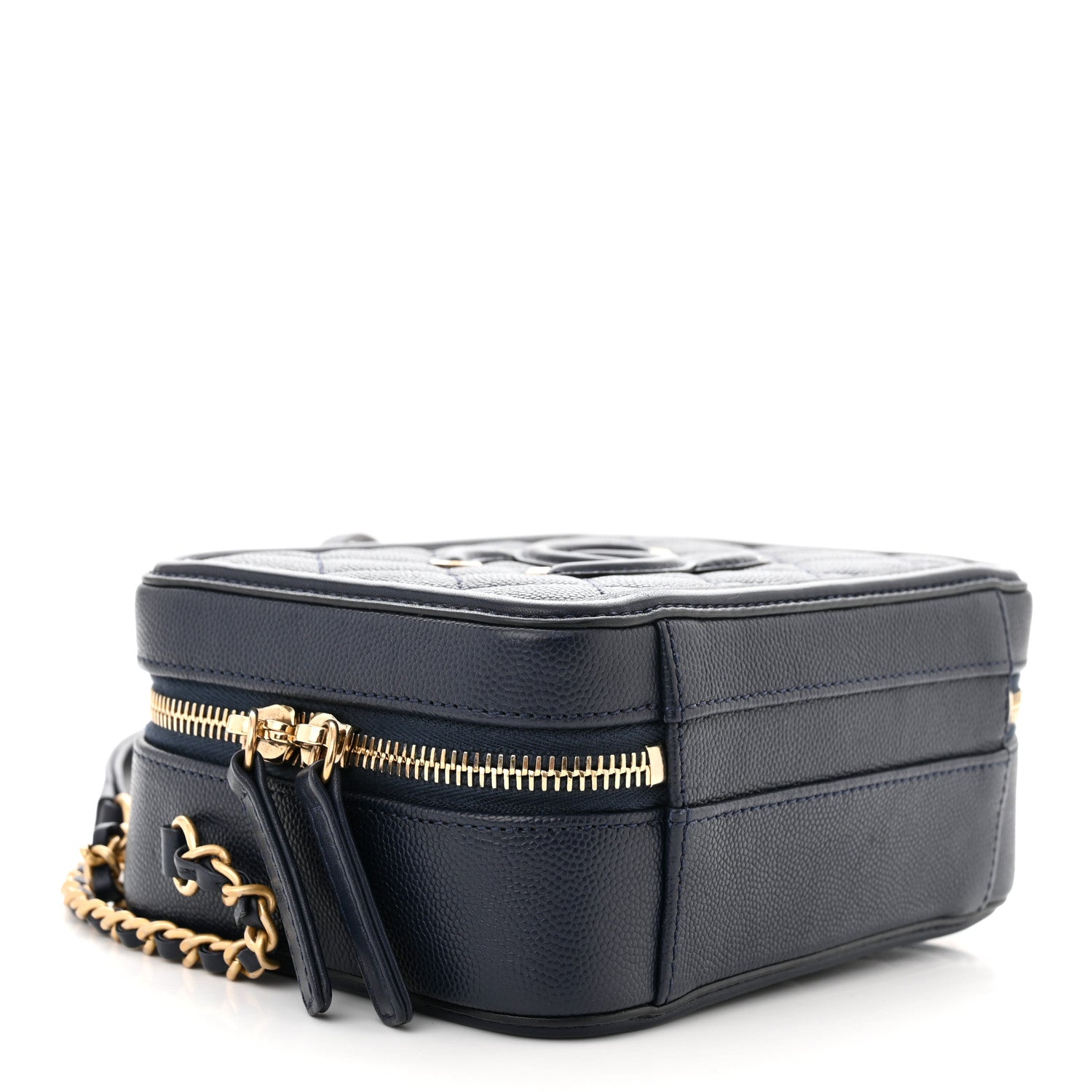 Chanel Caviar Quilted Small CC Filigree Vanity Case Navy 4 of 13
