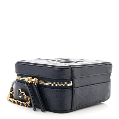 Chanel Caviar Quilted Small CC Filigree Vanity Case Navy 4 of 13